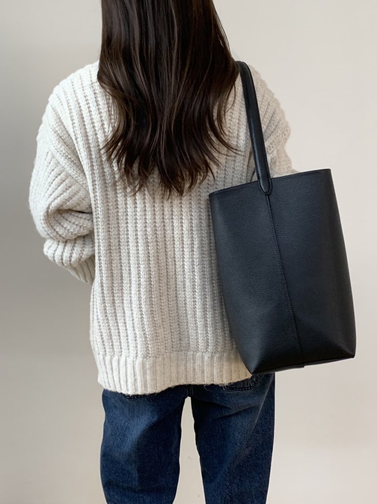 (F/W) High neck loose-fit cardigan