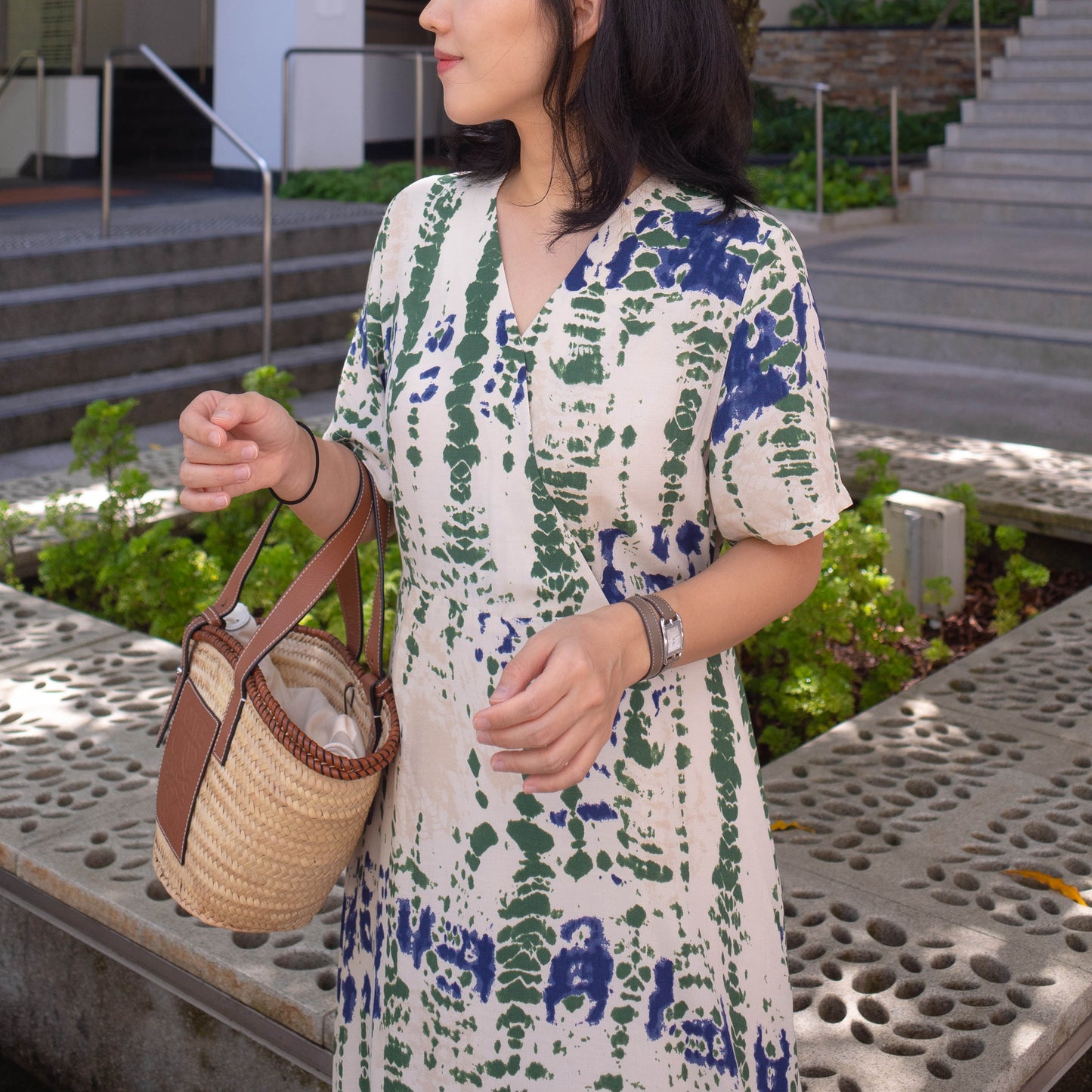 Watercolor wrap dress
