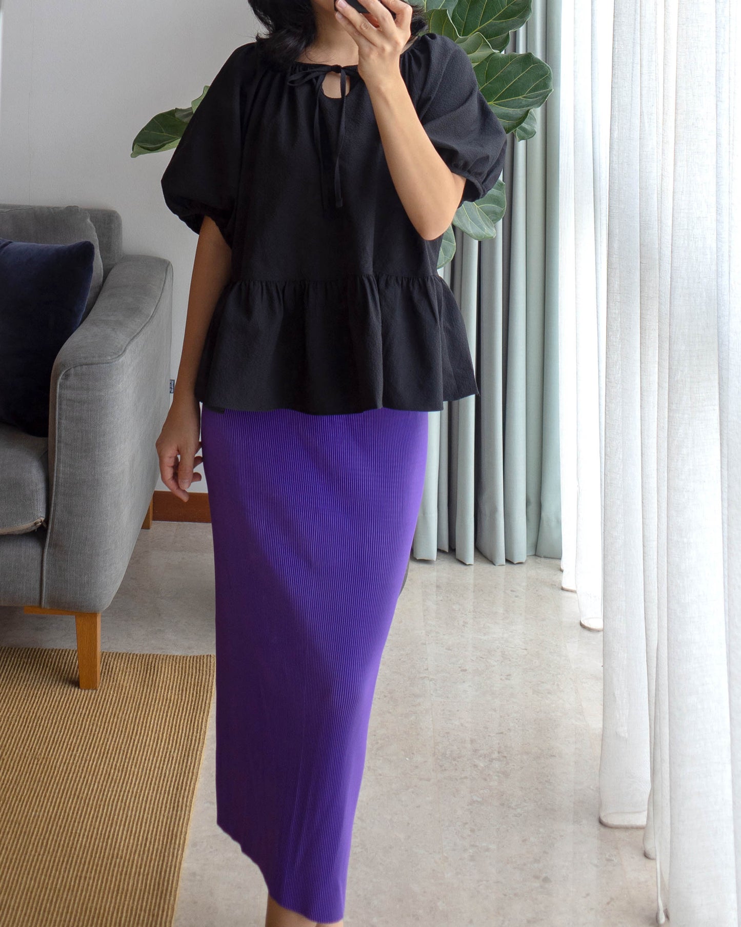 Slim pleats skirt