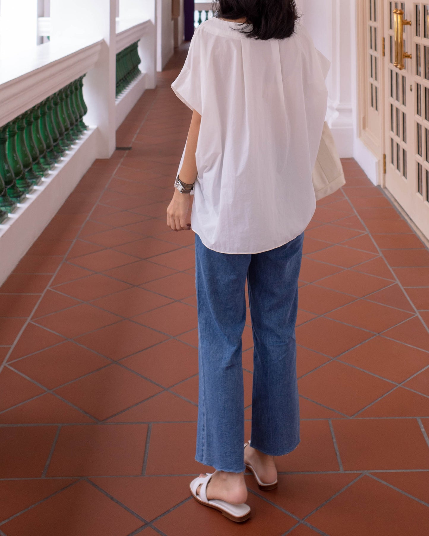 Relaxed fit cropped jeans