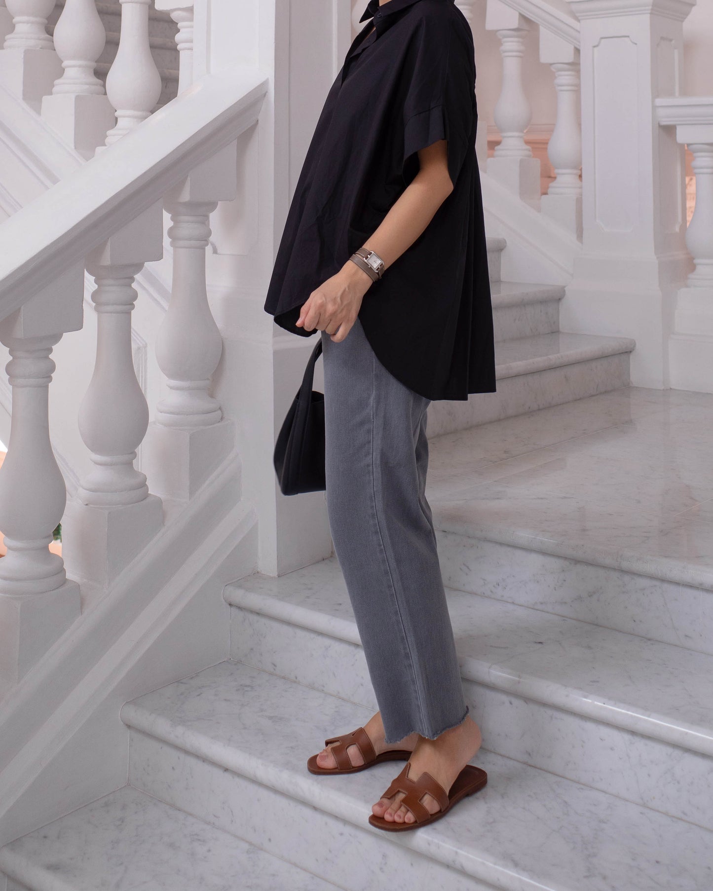 Relaxed fit cropped jeans