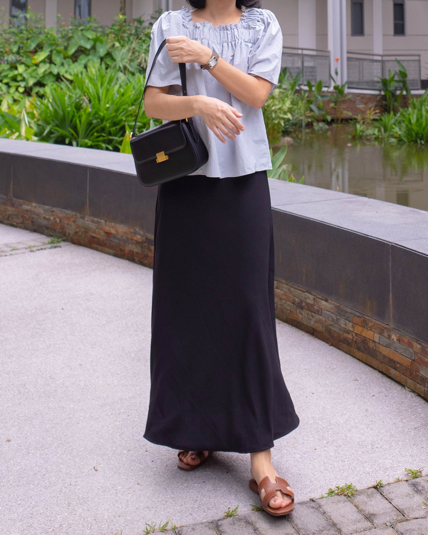 Shirring square blouse