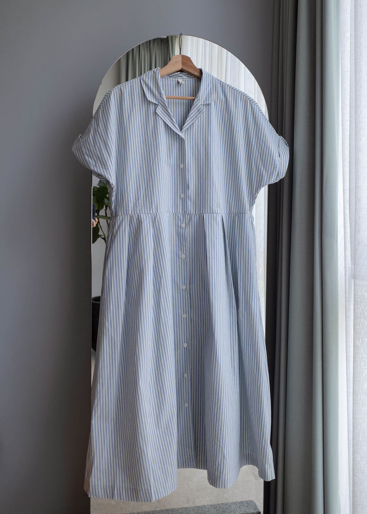 Striped long shirt dress