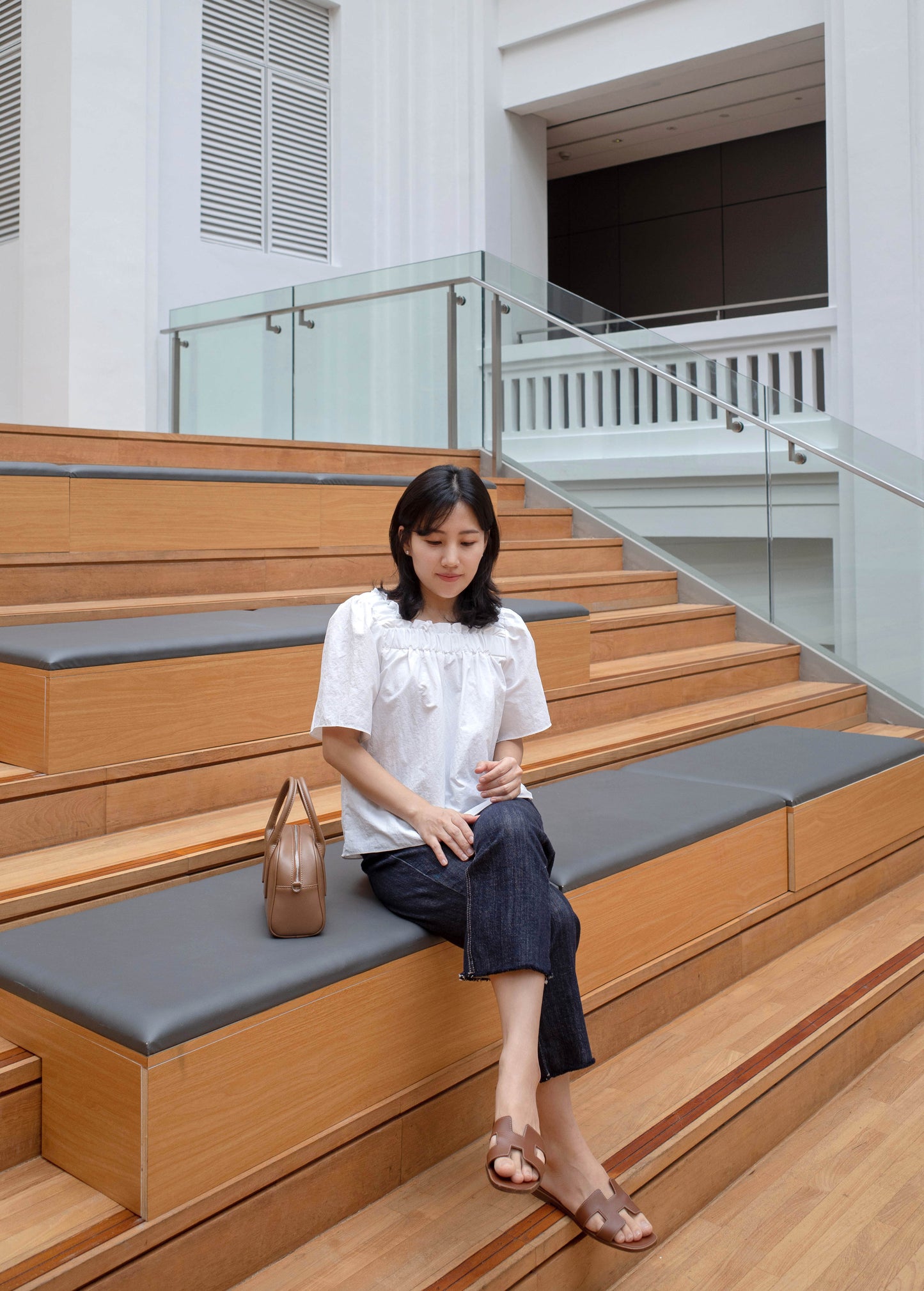 Shirring square blouse