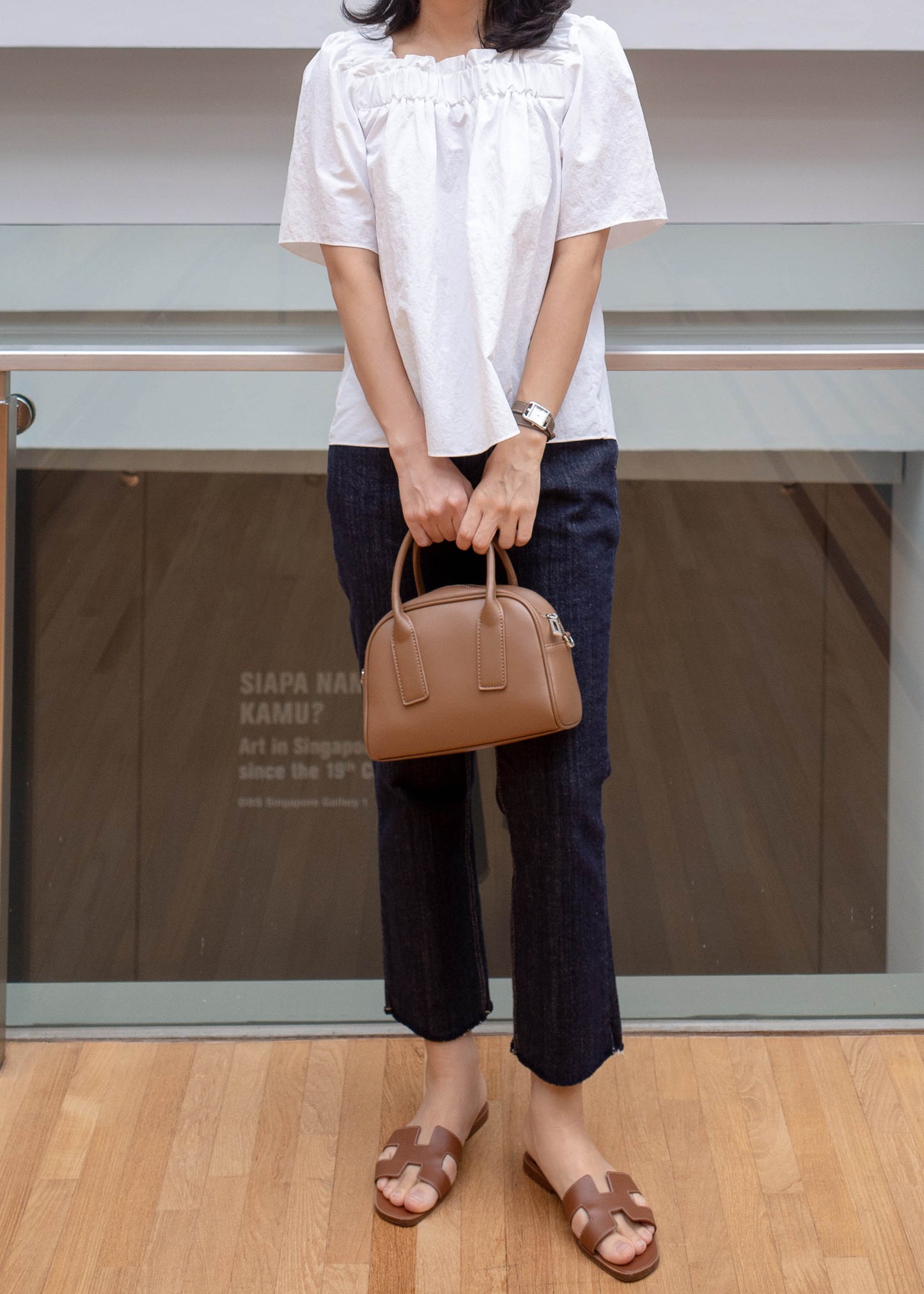 Shirring square blouse