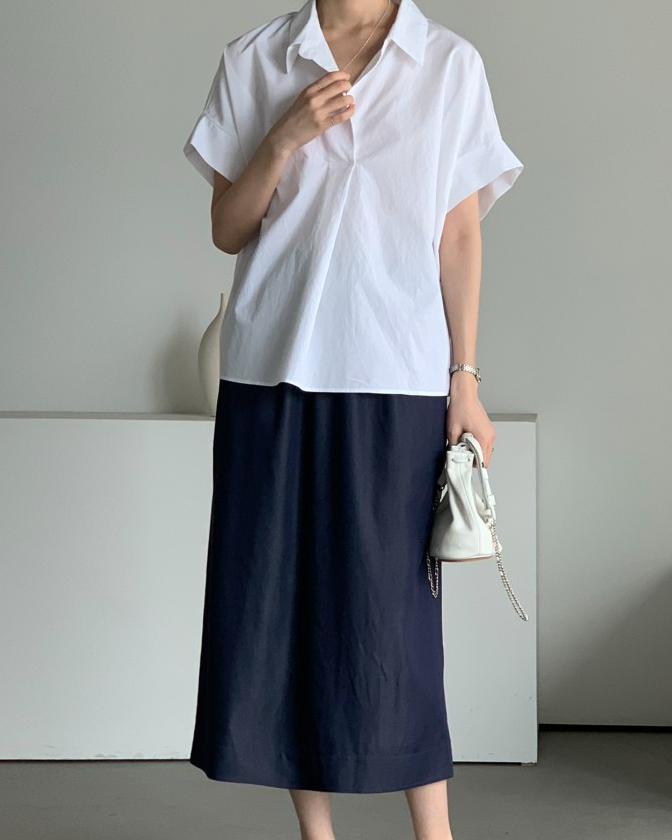 Bari open collar shirt