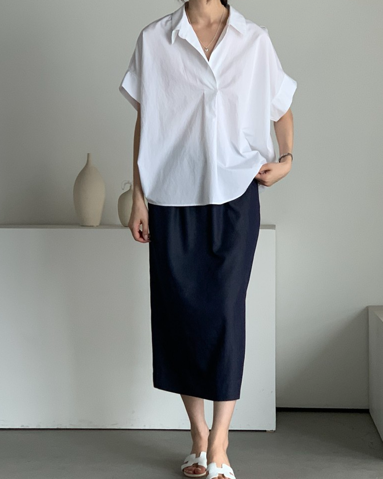 Bari open collar shirt