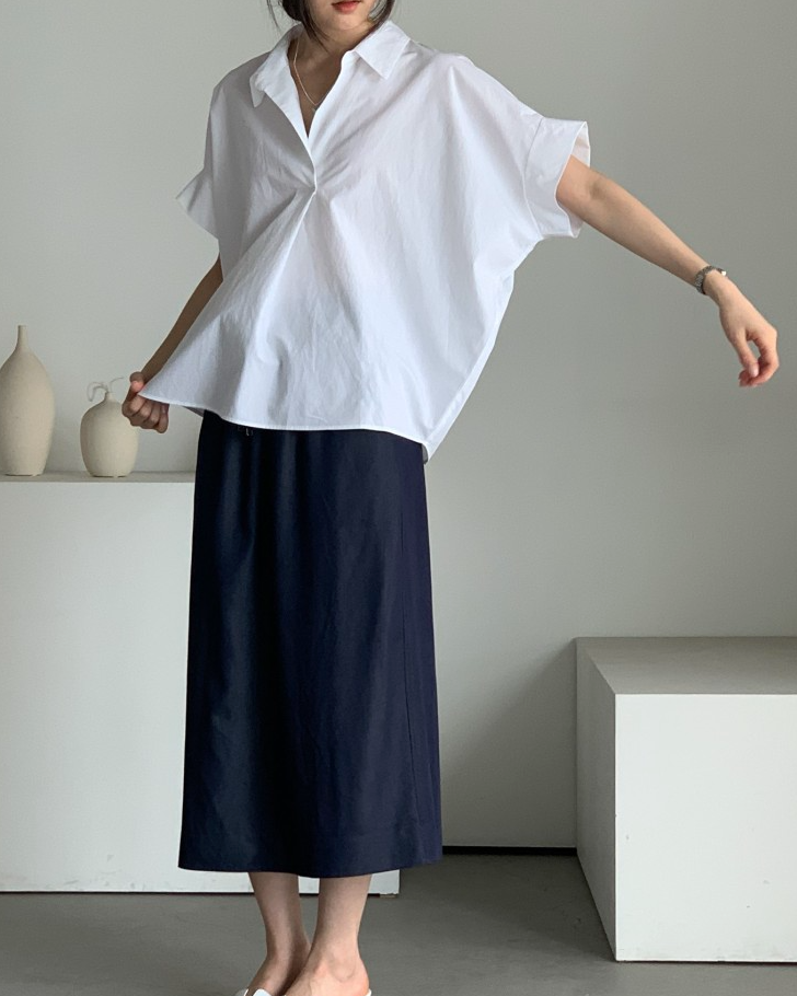 Bari open collar shirt