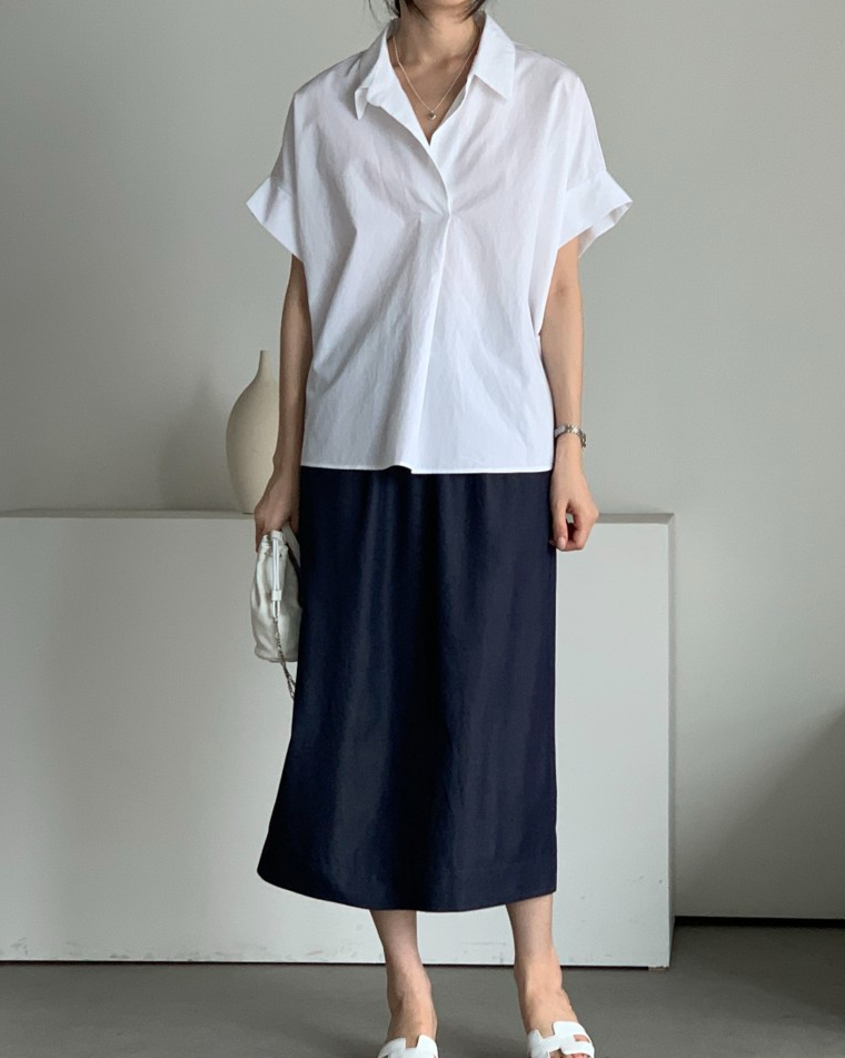 Bari open collar shirt