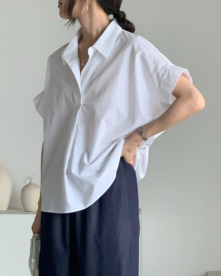 Bari open collar shirt