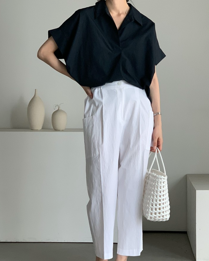 Bari open collar shirt