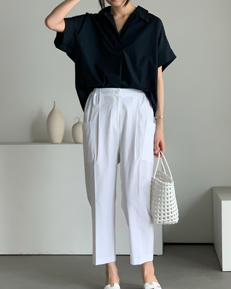 Bari open collar shirt