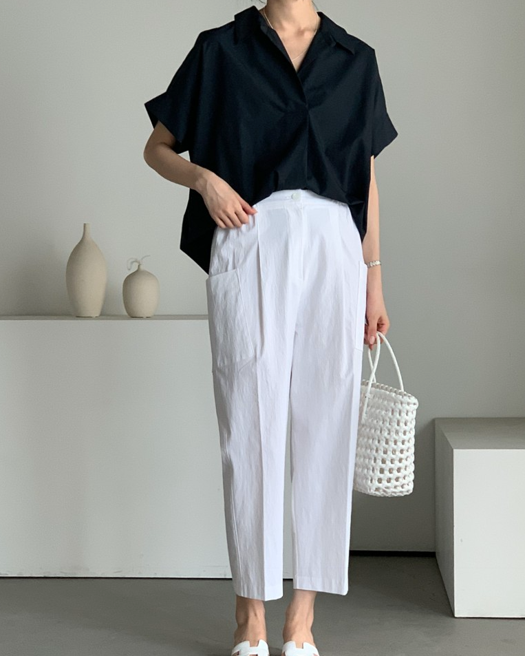 Bari open collar shirt