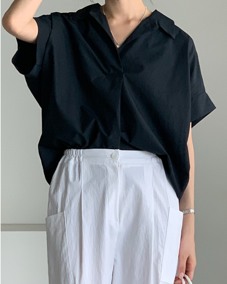 Bari open collar shirt