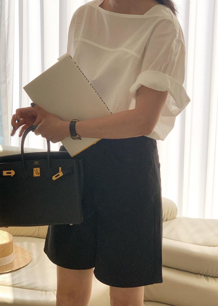 Seersucker boatneck blouse