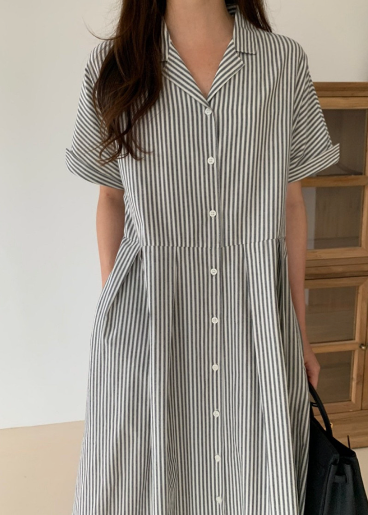 Striped long shirt dress