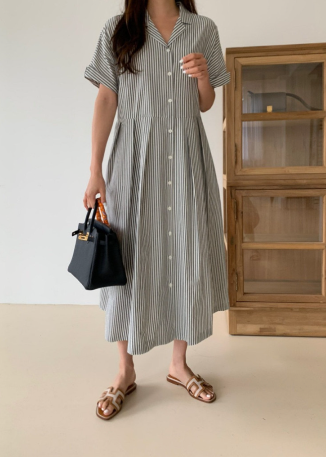 Striped long shirt dress
