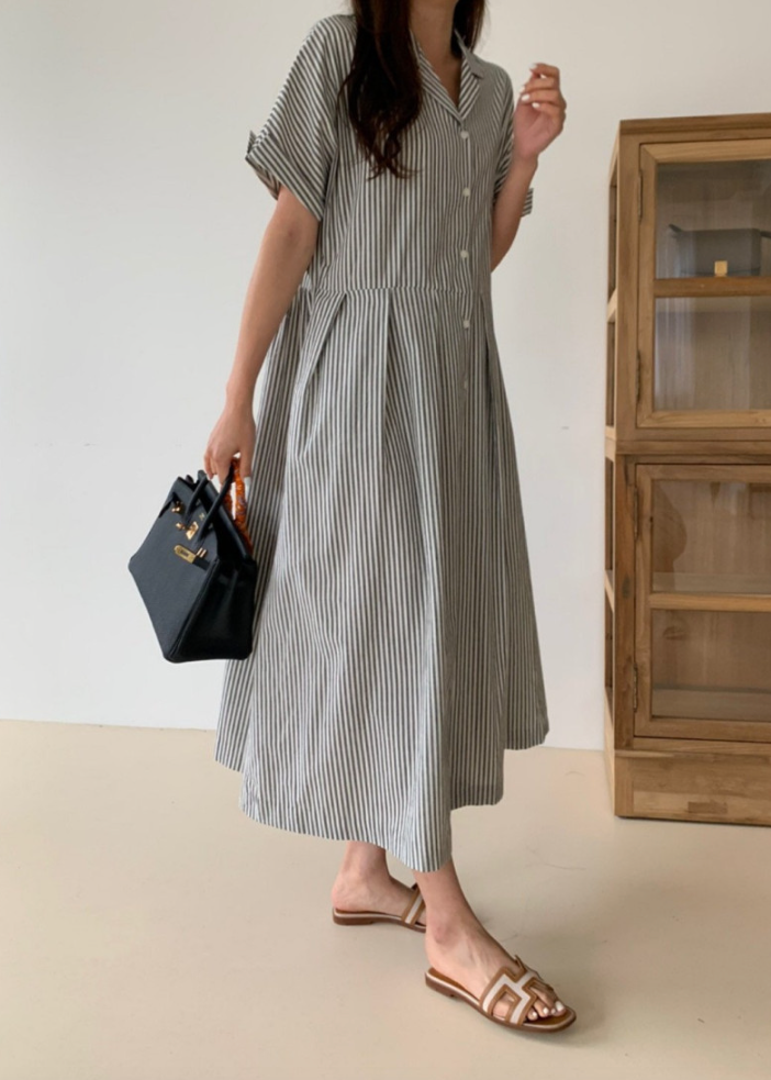 Striped long shirt dress