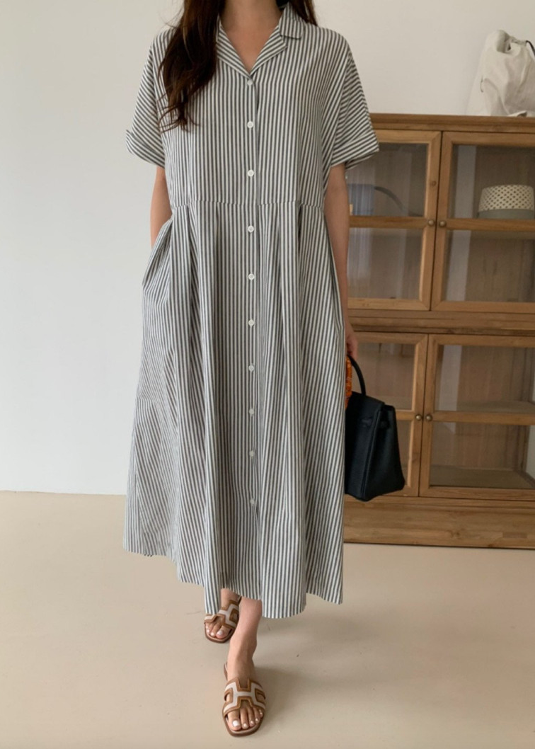 Striped long shirt dress