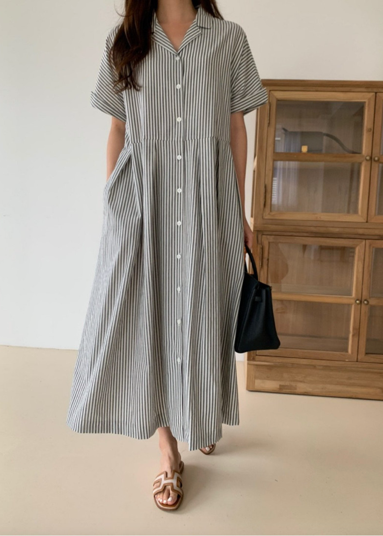 Striped long shirt dress