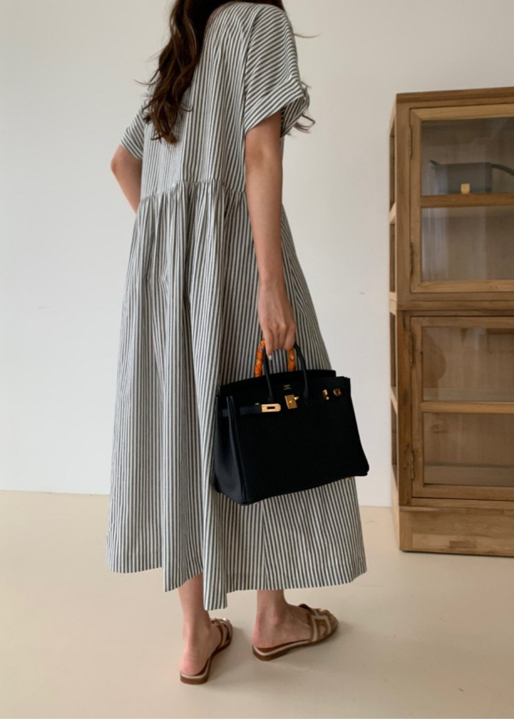 Striped long shirt dress