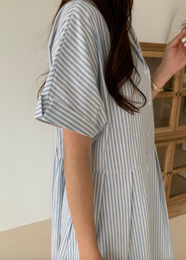 Striped long shirt dress