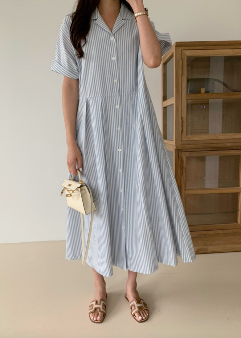 Striped long shirt dress