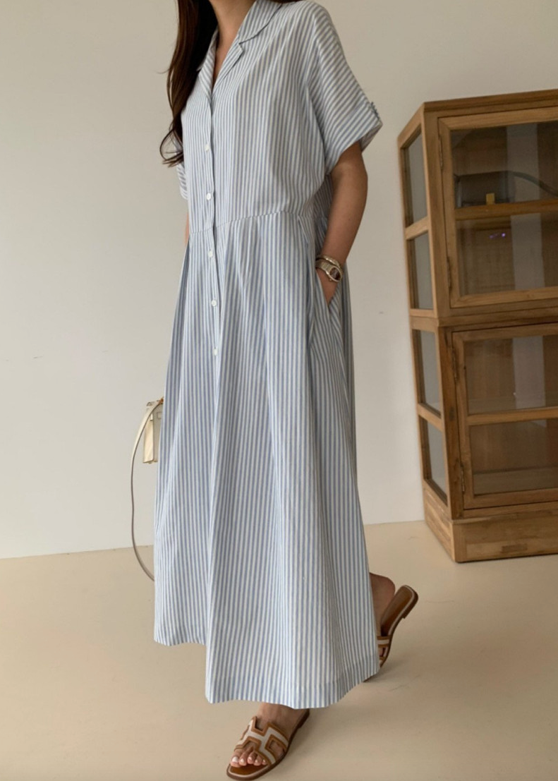 Striped long shirt dress