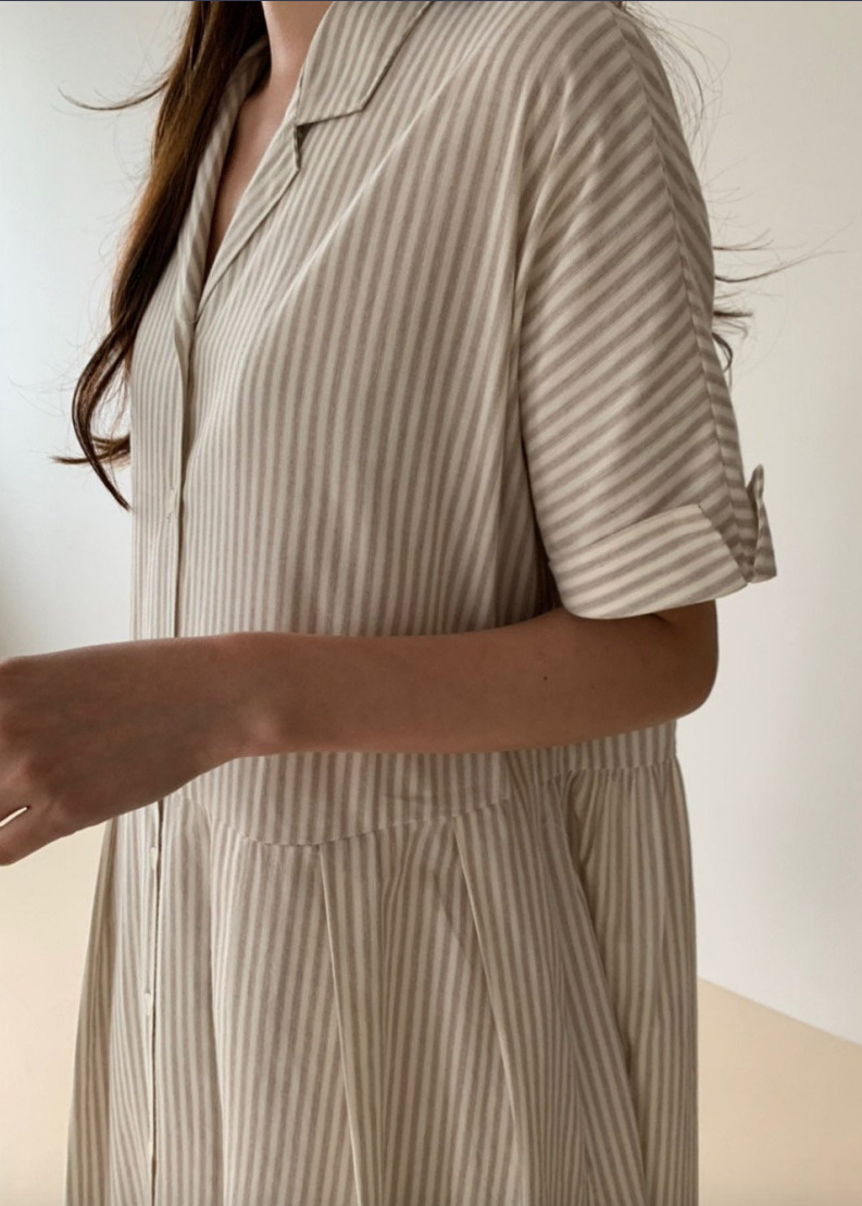 Striped long shirt dress