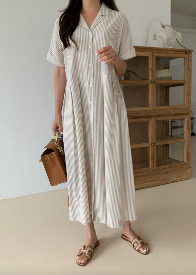 Striped long shirt dress
