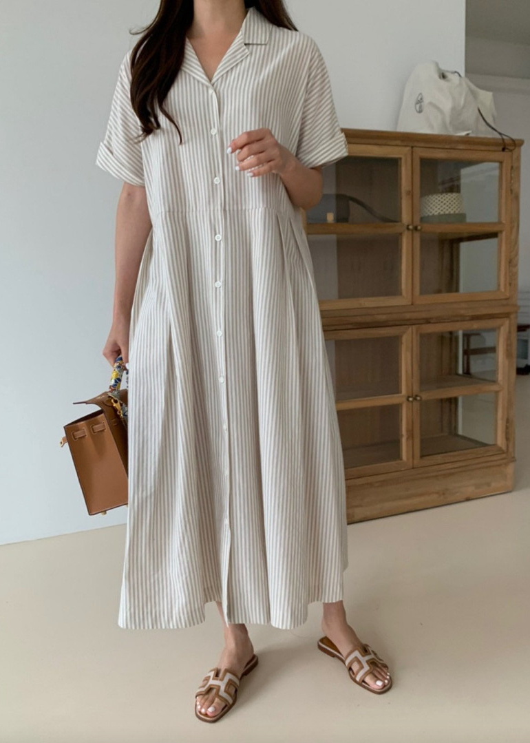 Striped long shirt dress