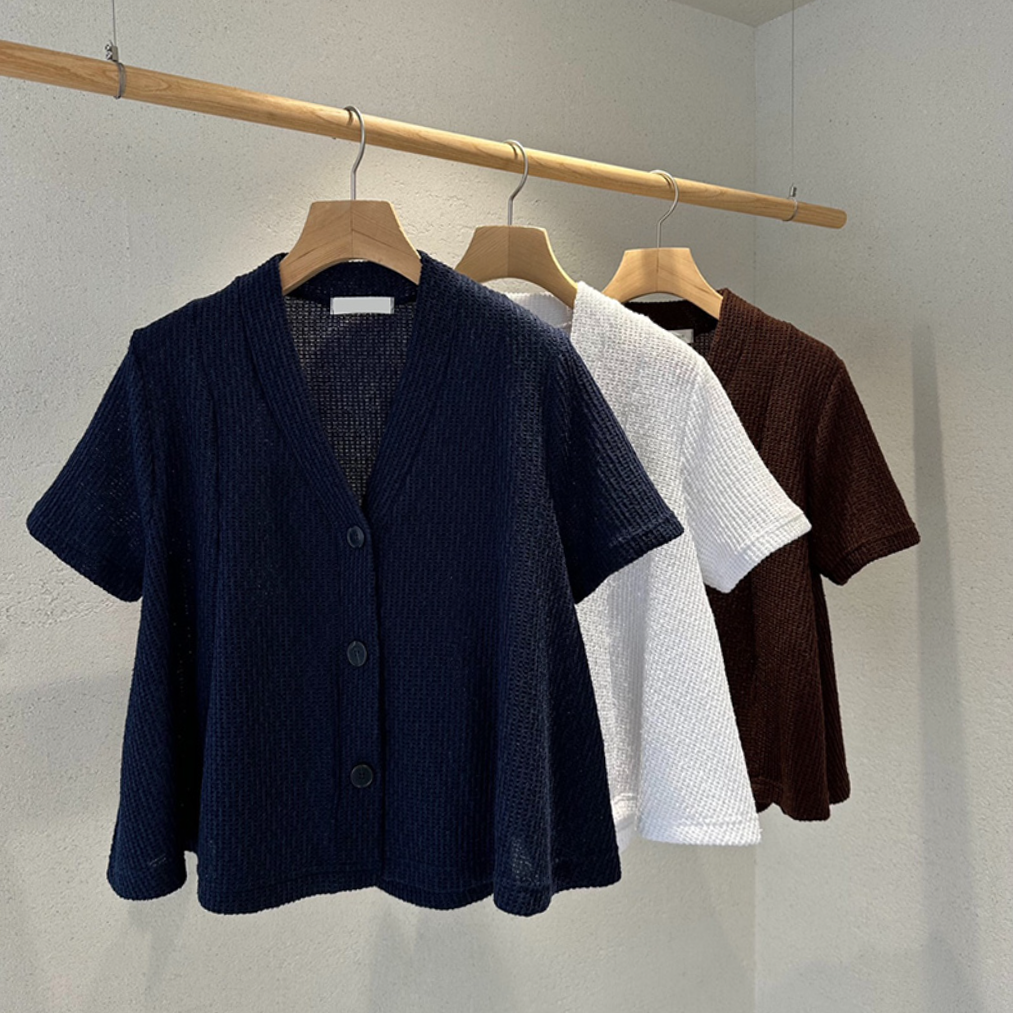 Flared summer knit cardigan