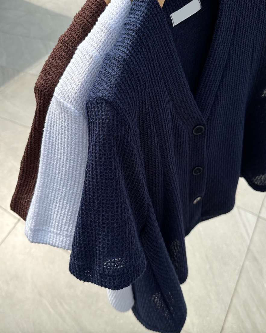 Flared summer knit cardigan