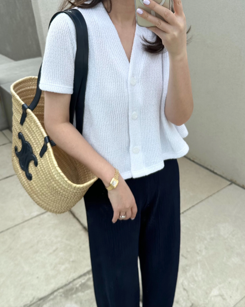 Flared summer knit cardigan