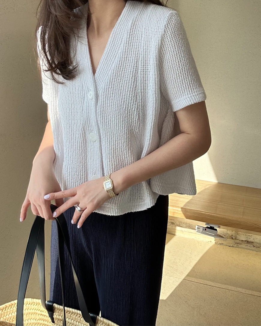 Flared summer knit cardigan