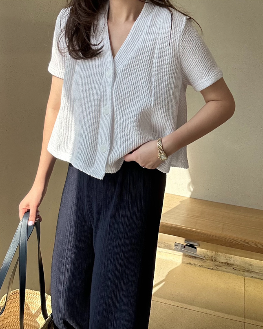 Flared summer knit cardigan
