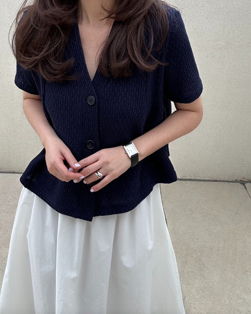 Flared summer knit cardigan