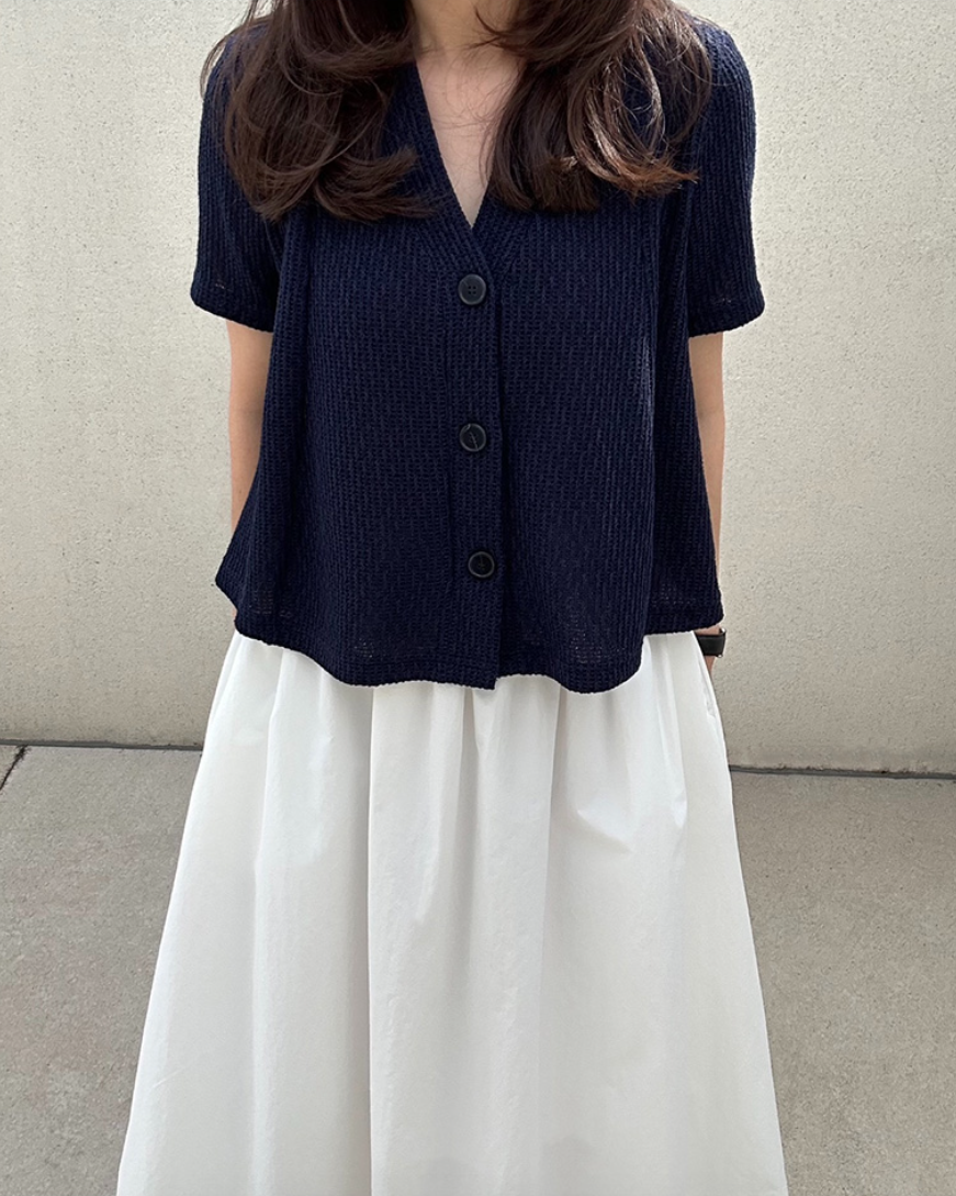 Flared summer knit cardigan