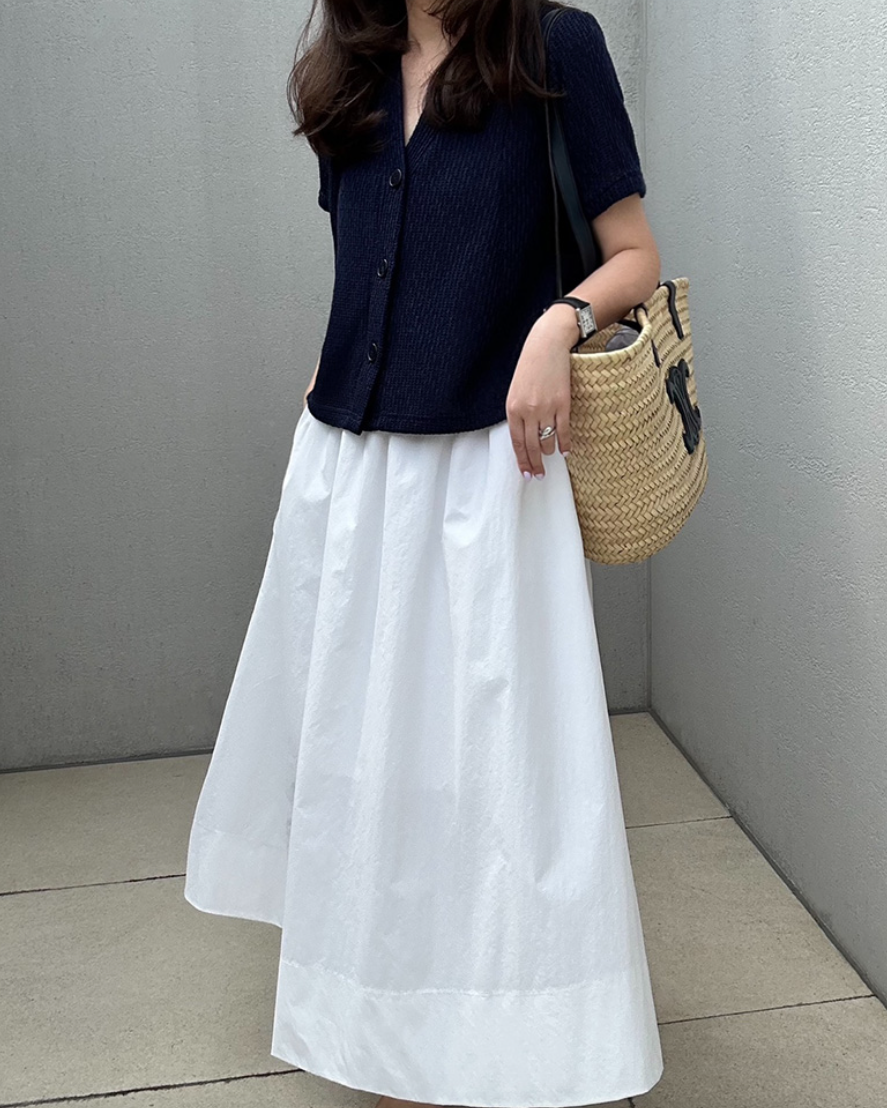 Flared summer knit cardigan