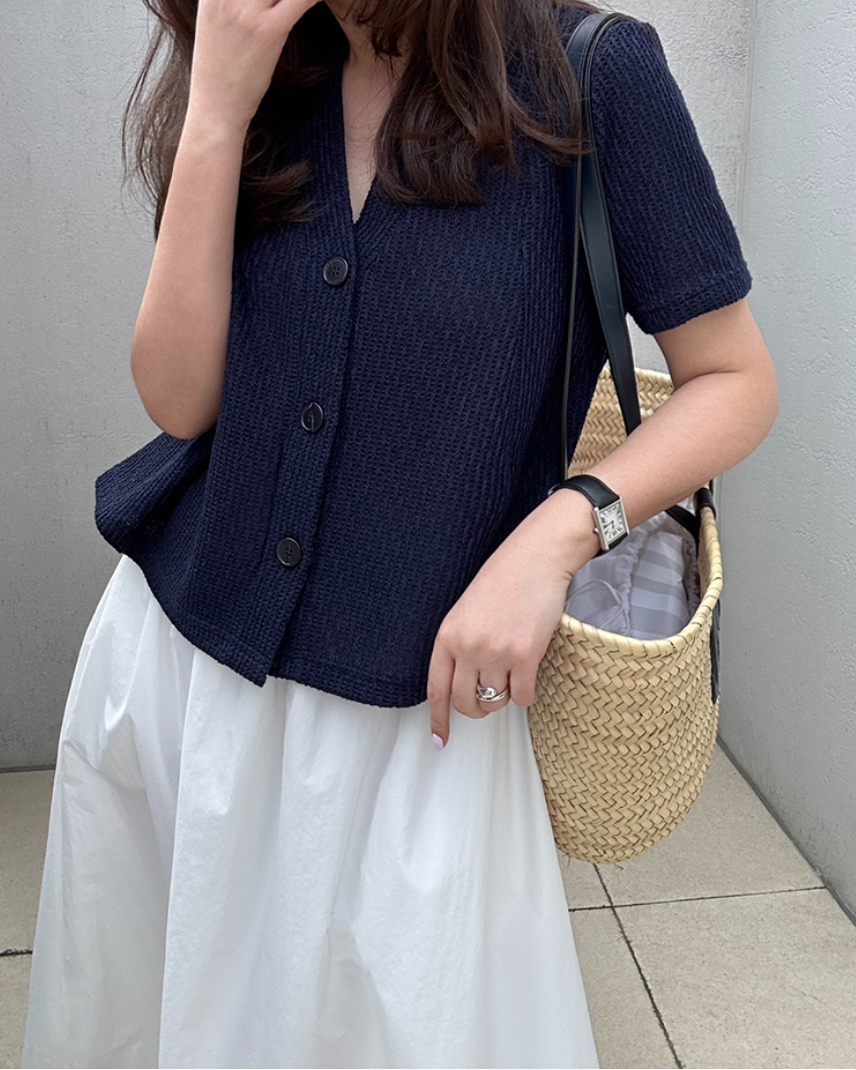 Flared summer knit cardigan
