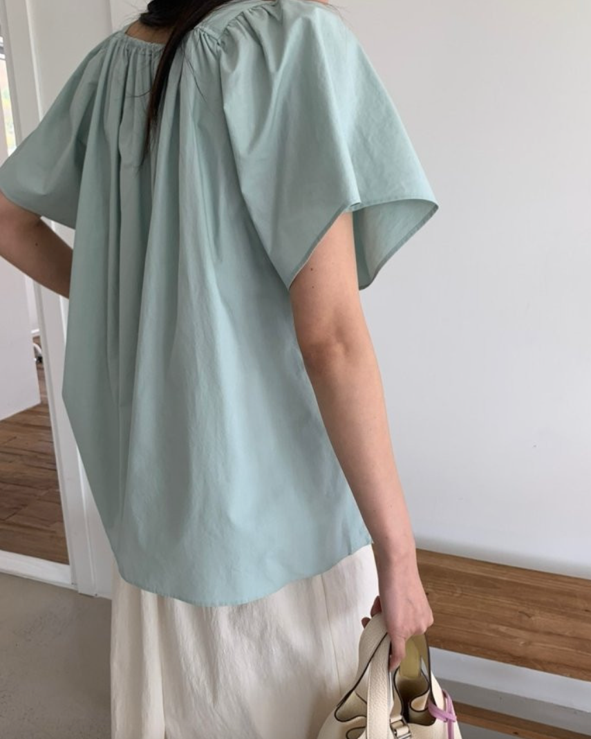 Square neck ruffle blouse