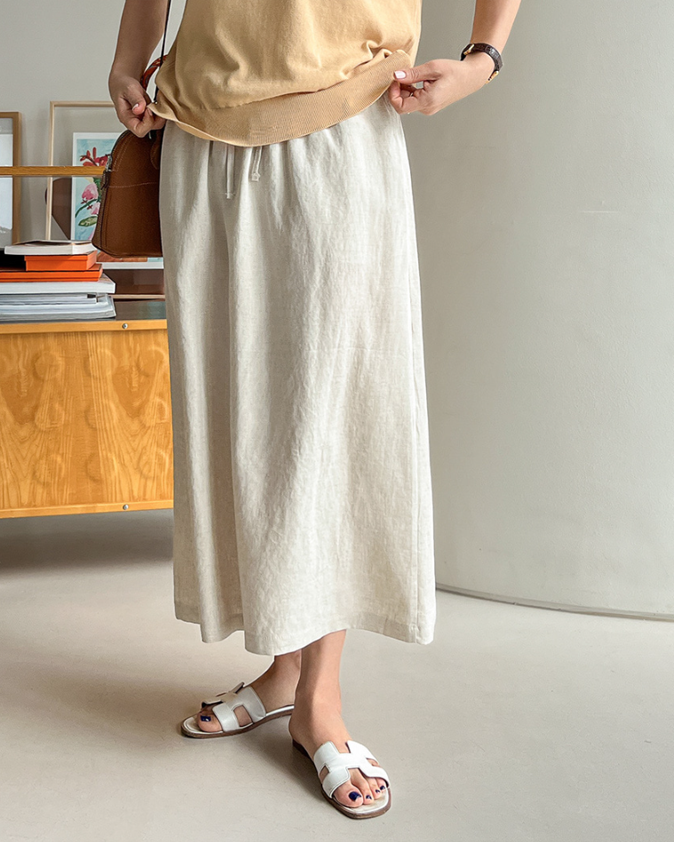 Soft linen midi skirt