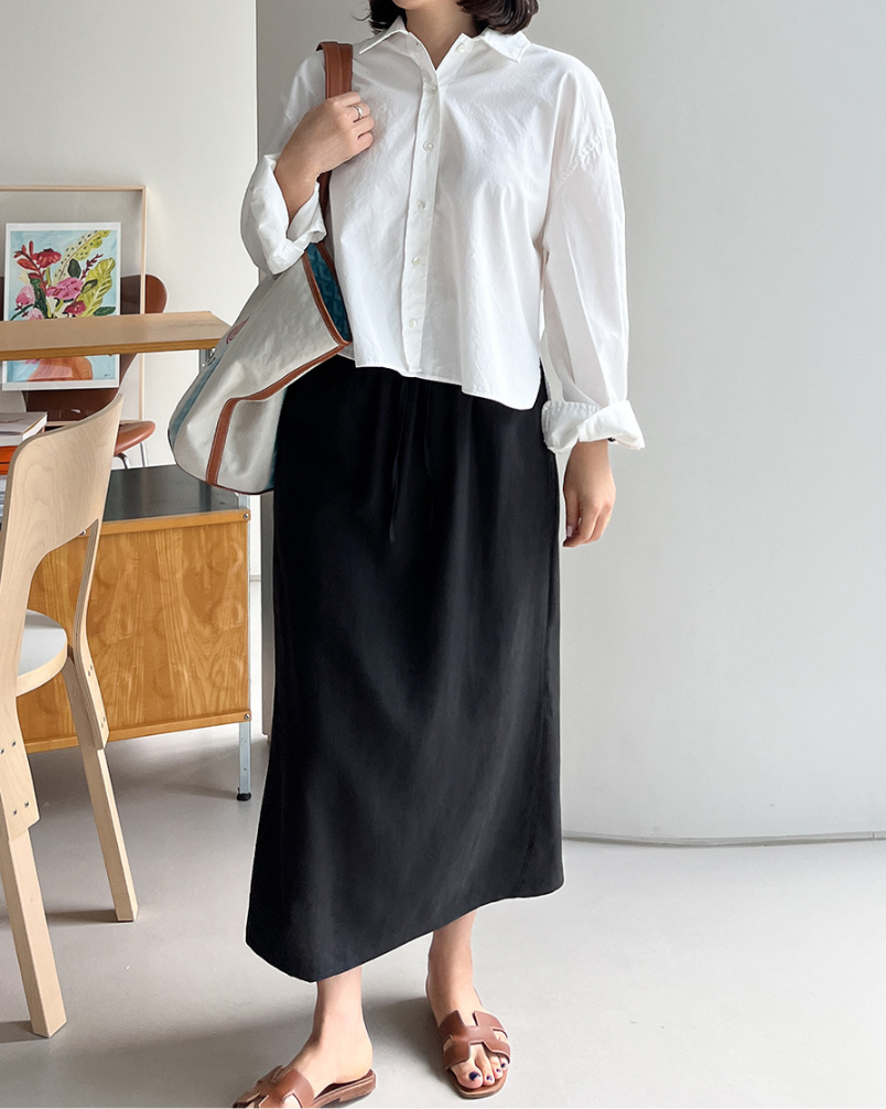 Soft linen midi skirt