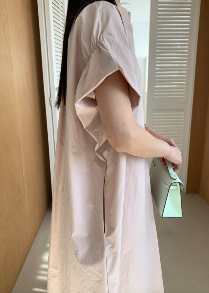 Half shirring sleeves dress