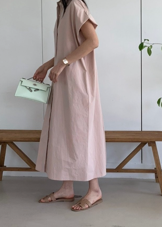 Half shirring sleeves dress