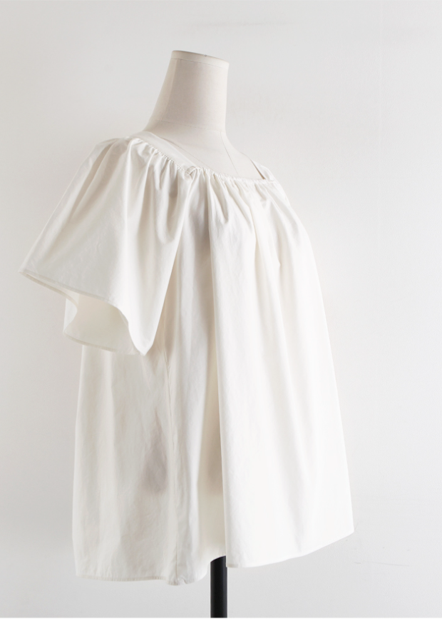 Square neck ruffle blouse