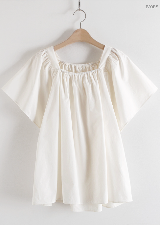 Square neck ruffle blouse