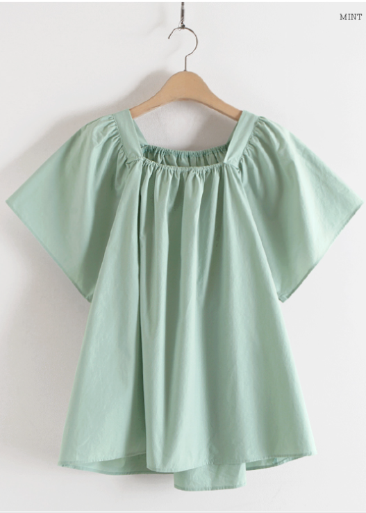 Square neck ruffle blouse