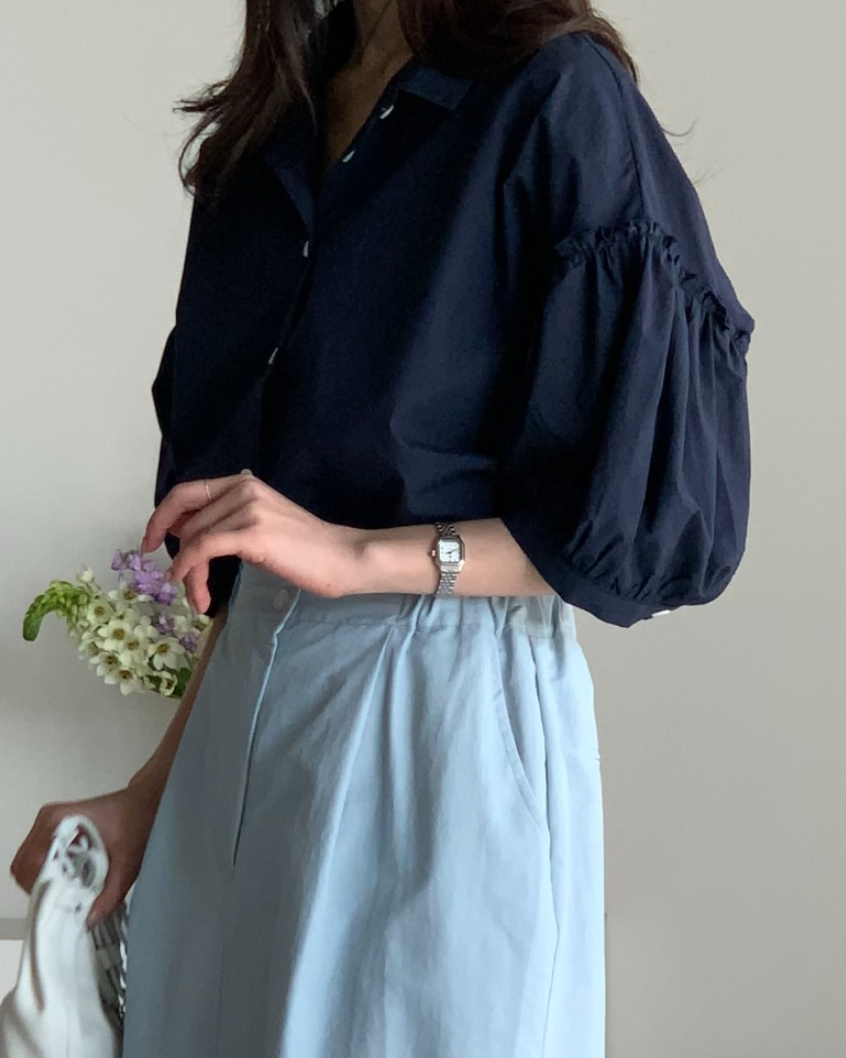 Frill sleeves shirt