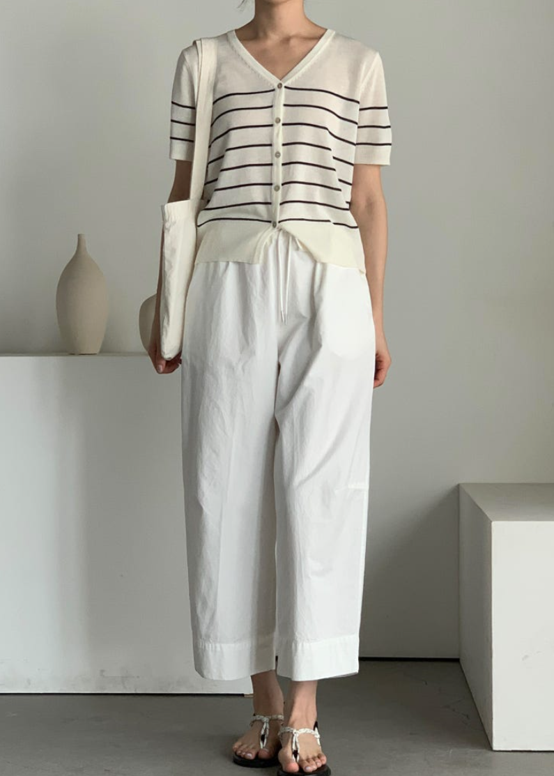 Striped linen cardigan
